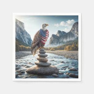 Serviette En Papier Bald Eagle Au Caire Avec Drapeau Américain