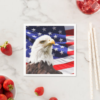 Serviette En Papier Bald Eagle et drapeau américain