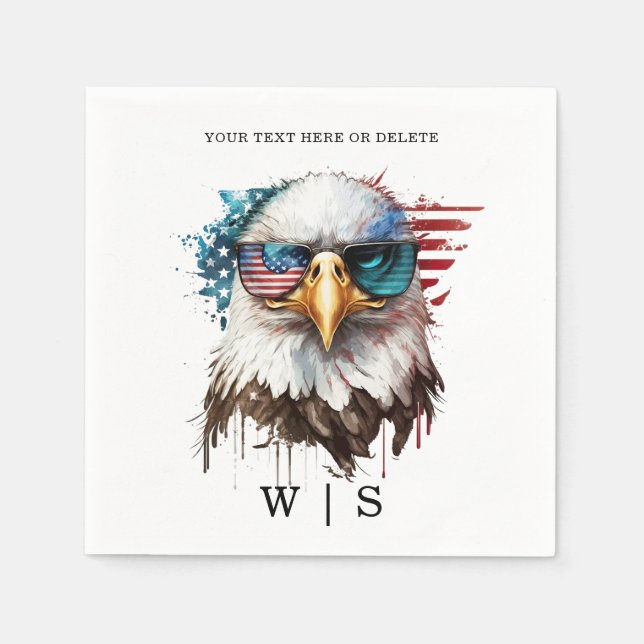 Serviette En Papier Bald Eagle moderne & unique USA symbole national (Devant)