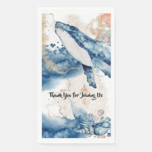 Serviette En Papier Baleine aquarelle océan mammifères bleu orange chi