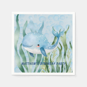 Serviette En Papier Baleine Bleue Sous La Mer Boy Anniversaire