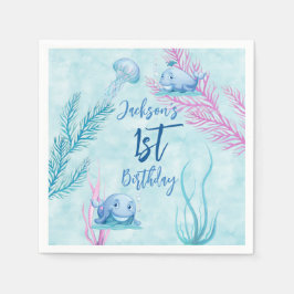 Serviette En Papier Baleine d'un bon anniversaire