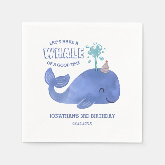 Serviette En Papier Baleine D'Un Casquette De Fête Temps Mignonne Anni (Devant)