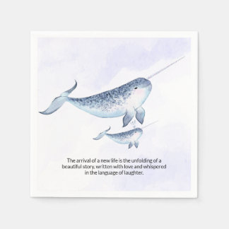 Serviette En Papier Baleine Nautique Mer Bleu Océan Baby shower servie