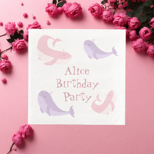 Serviette En Papier Baleine rose Lilac Pastel Océan Poisson fête d'ann