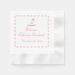 Serviette En Papier Balise cadeau Cheval Rosé et Blanc