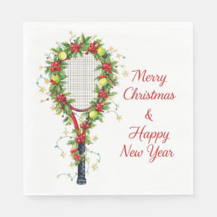 Serviette En Papier Balle de tennis et raquette Joyeux Noël Vacances