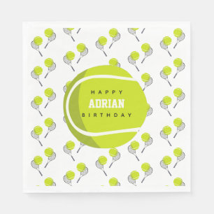 Serviette En Papier Balle de Tennis & Raquette Raquette Anniversaire