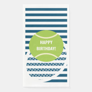 Serviette En Papier Balle de Tennis Vert moderne rayé Anniversaire
