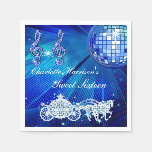 Serviette En Papier Balle Disco, Carrosse Princesse & Chevaux Sweet 16