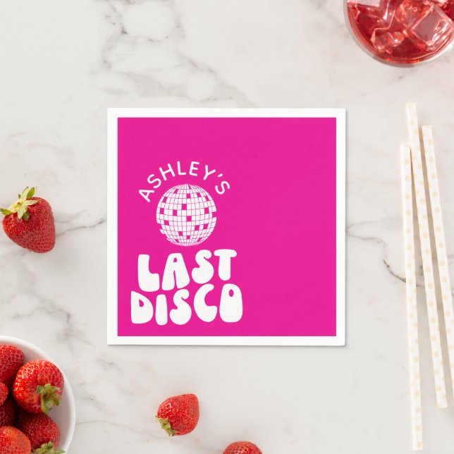 Serviette En Papier Balle disco personnalisée pour dernière soirée dis (En situation)