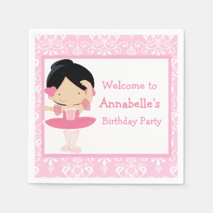 Serviette En Papier Ballerina aux cheveux noirs mignons fête d'anniver