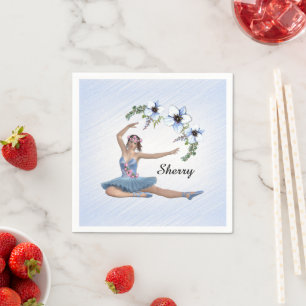 Serviette En Papier Ballerina en bleu Nom personnel