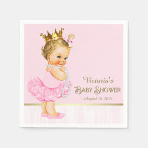 Serviette En Papier Ballerina Princess Baby shower d'or rose