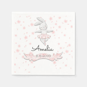 Serviette En Papier Ballerina rose douce Bunny premier anniversaire Fl