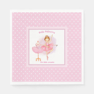 Serviette En Papier Ballerina rose floral blanc pois