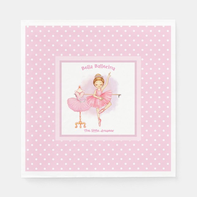 Serviette En Papier Ballerina rose floral blanc pois (Devant)