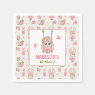 Serviette En Papier Ballerina thème lapin pastel rose fille