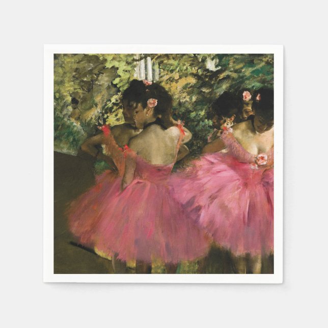 Serviette En Papier Ballerinas en rose par Edgar Degas (Devant)