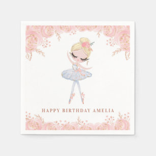 Serviette En Papier Ballerine blonde en robe blanche Fête d'anniversai