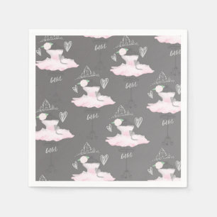 Serviette En Papier Ballerine fête d'anniversaire Pink & Grey Couture