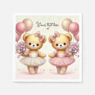 Serviette En Papier Ballerine Petits Pieds Brillants Ours Jumeaux Fête