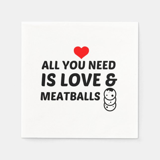 SERVIETTE EN PAPIER BALLES DE VIANDE ET AMOUR (Devant)