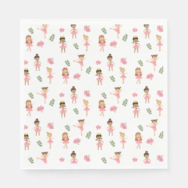 Serviette En Papier Ballet Pink Ballerinas Motif dansant (Devant)