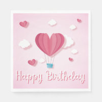 Ballon aérien Coeur rose romantique Joyeux anniver