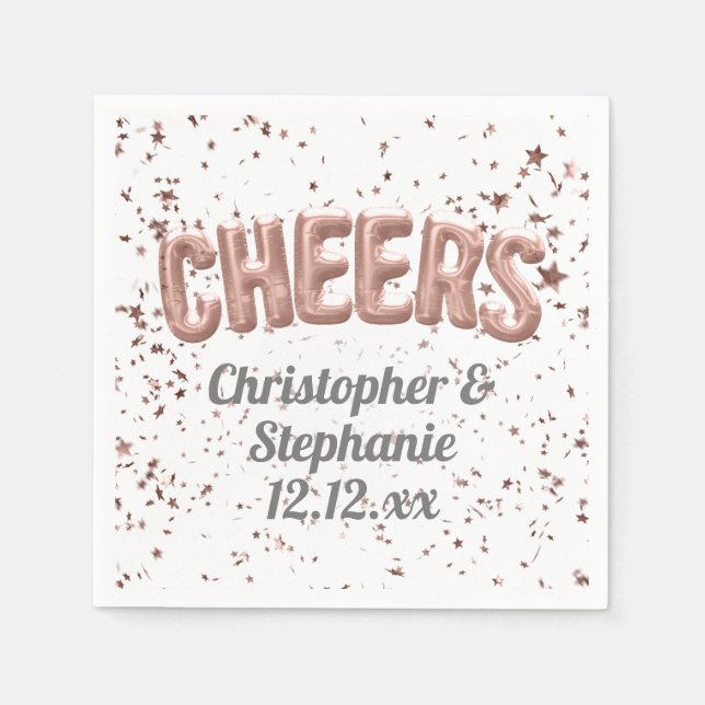 Serviette En Papier Ballon Confetti Rose Gold Acclamations Mariage Per (Devant)