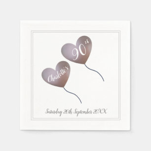 Serviette En Papier Ballon de 90 ans rose