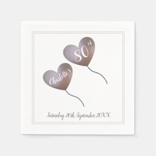 Serviette En Papier Ballon de coeur rose 80e anniversaire