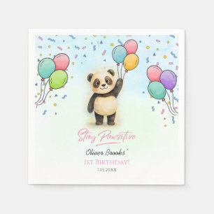Serviette En Papier Ballon Panda Mignon pour Anniversaire 1ère année