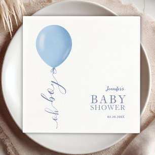 Serviette En Papier Ballons bleu minimaliste Oh Baby shower garçon