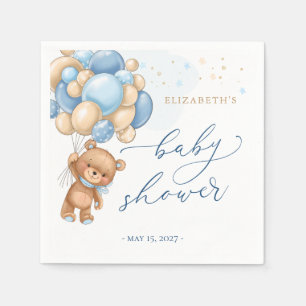 Serviette En Papier Ballons bleu Teddy Bear Baby shower serviettes