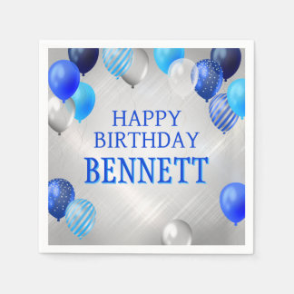 Serviette En Papier Ballons Bleus Anniversaires
