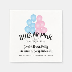 Serviette En Papier Ballons bleus ou roses Fête de révélation de genre