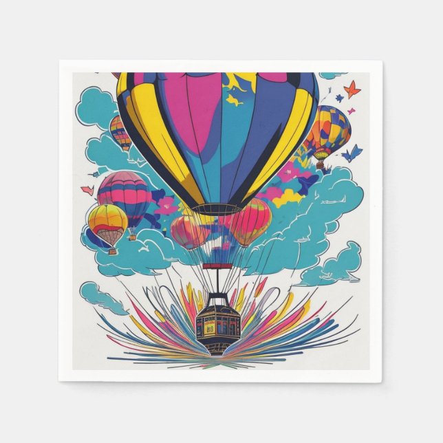 Serviette En Papier Ballons colorés à air chaud (Devant)