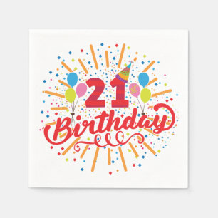 Serviette En Papier Ballons colorés du 21e anniversaire