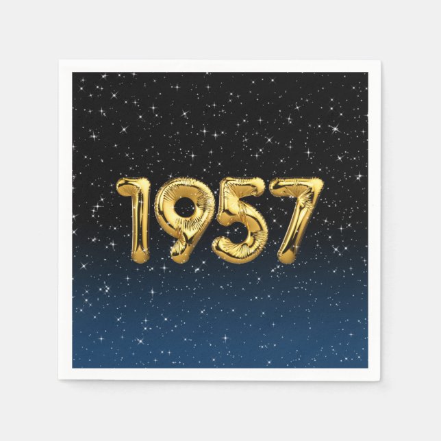 Serviette En Papier Ballons D'Anniversaire 1957 En Étoiles (Devant)