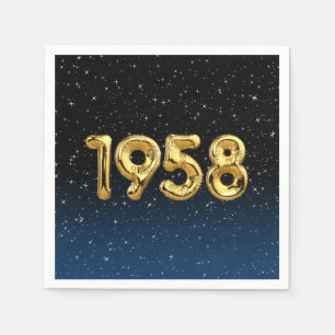Serviette En Papier Ballons D'Anniversaire 1958 En Étoiles