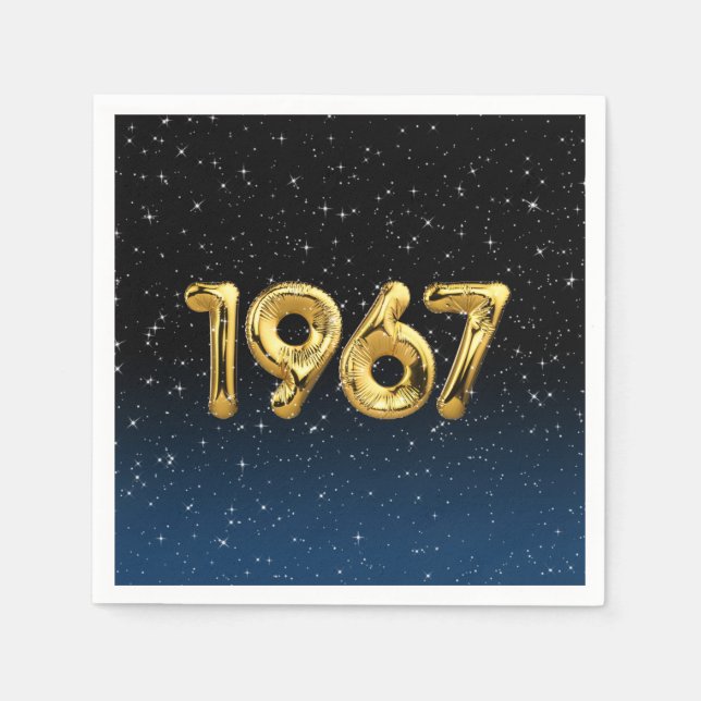 Serviette En Papier Ballons D'Anniversaire 1967 En Étoiles (Devant)