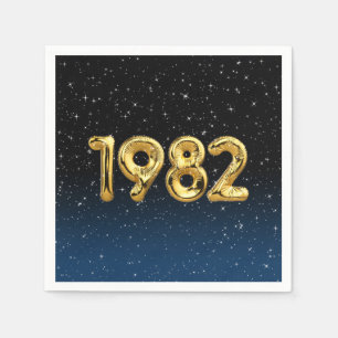 Serviette En Papier Ballons D'Anniversaire 1982 En Étoiles