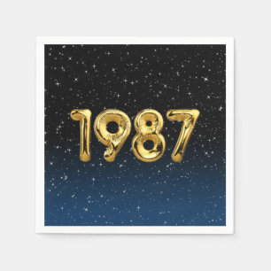 Serviette En Papier Ballons D'Anniversaire 1987 En Étoiles