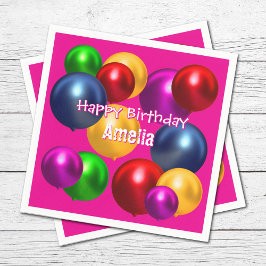 Serviette En Papier Ballons d'anniversaire amusants Personnalisé