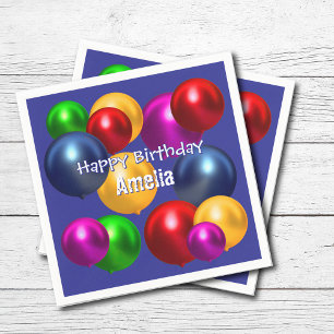 Serviette En Papier Ballons d'anniversaire amusants Personnalisé
