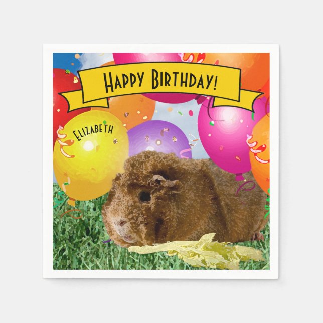 Serviette En Papier Ballons d'anniversaire de la fête du cochon de Gui (Devant)