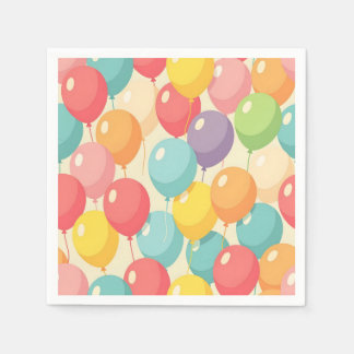 Serviette En Papier Ballons de fête de différentes couleurs