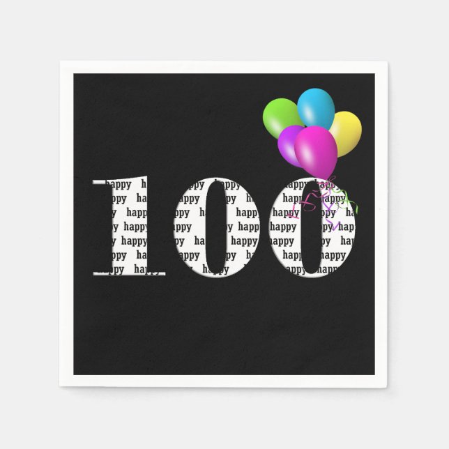 Serviette En Papier Ballons de fête du 100e anniversaire (Devant)