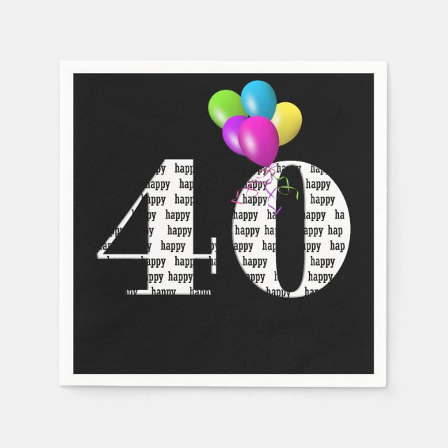 Serviette En Papier Ballons de fête du 40e anniversaire (Devant)
